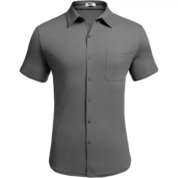 COOFANDY Men's Short Sleeve Wrinkle Free Knit Polo Shirt Causal Button Down Summer Camp Beach Shirts