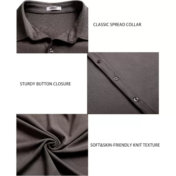 COOFANDY Men's Short Sleeve Wrinkle Free Knit Polo Shirt Causal Button Down Summer Camp Beach Shirts
