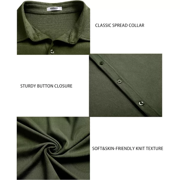 COOFANDY Men's Short Sleeve Wrinkle Free Knit Polo Shirt Causal Button Down Summer Camp Beach Shirts