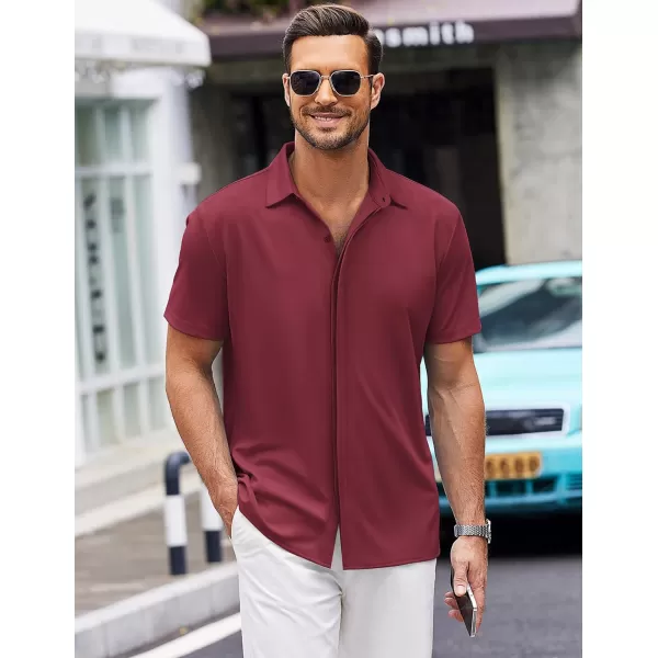 COOFANDY Mens Short Sleeve Wrinkle Free Shirt Casual Button Down Shirt Summer Dress Shirt