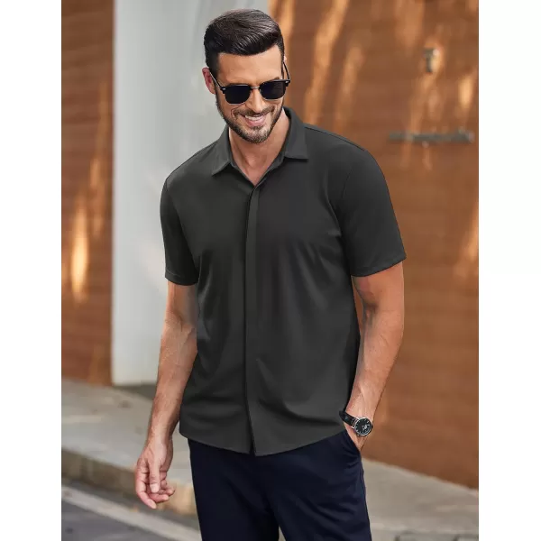 COOFANDY Mens Short Sleeve Wrinkle Free Shirt Casual Button Down Shirt Summer Dress Shirt