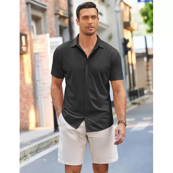 COOFANDY Mens Short Sleeve Wrinkle Free Shirt Casual Button Down Shirt Summer Dress Shirt