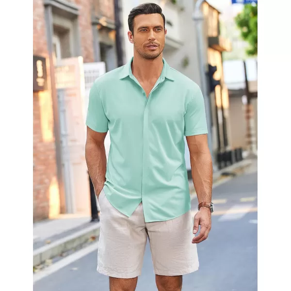 COOFANDY Mens Short Sleeve Wrinkle Free Shirt Casual Button Down Shirt Summer Dress Shirt