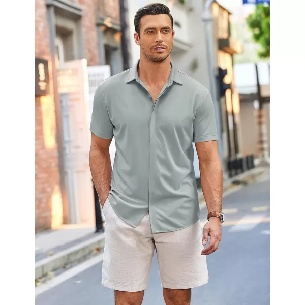 COOFANDY Mens Short Sleeve Wrinkle Free Shirt Casual Button Down Shirt Summer Dress Shirt
