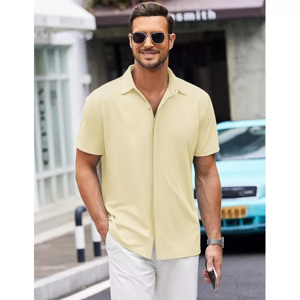 COOFANDY Mens Short Sleeve Wrinkle Free Shirt Casual Button Down Shirt Summer Dress Shirt