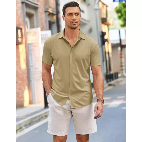 COOFANDY Mens Short Sleeve Wrinkle Free Shirt Casual Button Down Shirt Summer Dress Shirt
