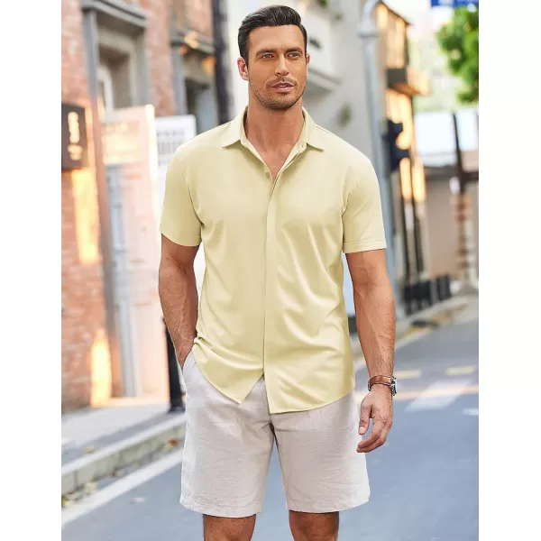 COOFANDY Mens Short Sleeve Wrinkle Free Shirt Casual Button Down Shirt Summer Dress Shirt