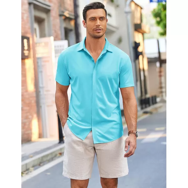 COOFANDY Mens Short Sleeve Wrinkle Free Shirt Casual Button Down Shirt Summer Dress Shirt