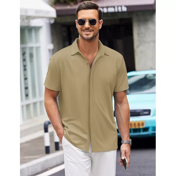 COOFANDY Mens Short Sleeve Wrinkle Free Shirt Casual Button Down Shirt Summer Dress Shirt