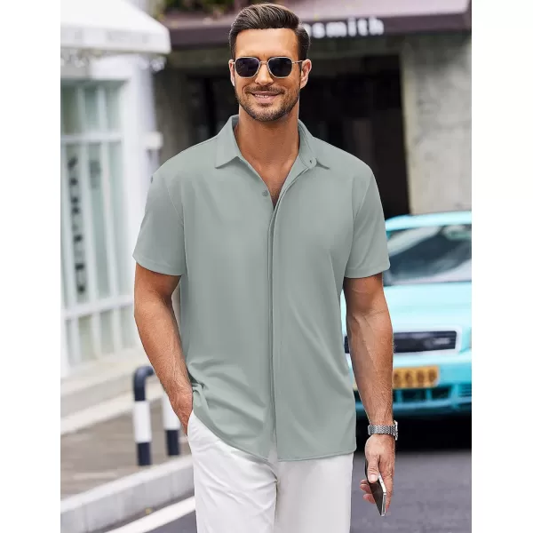 COOFANDY Mens Short Sleeve Wrinkle Free Shirt Casual Button Down Shirt Summer Dress Shirt
