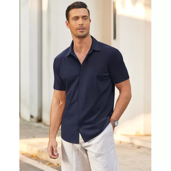 COOFANDY Mens Short Sleeve Wrinkle Free Shirt Casual Button Down Shirt Summer Dress Shirt