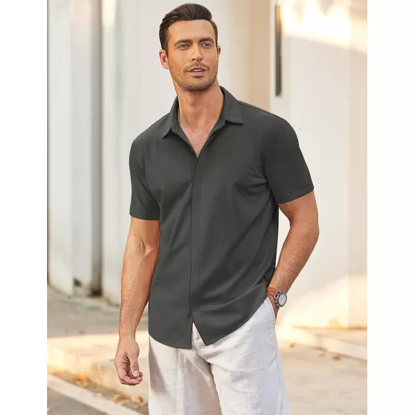 COOFANDY Mens Short Sleeve Wrinkle Free Shirt Casual Button Down Shirt Summer Dress Shirt