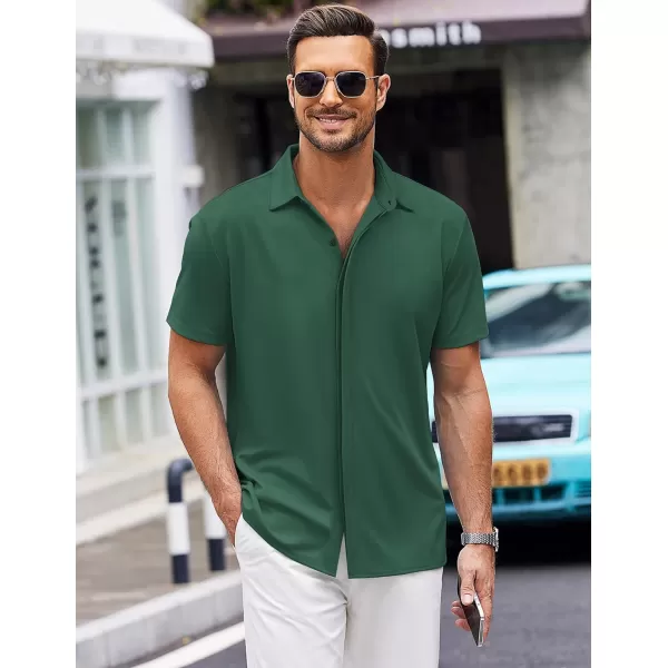 COOFANDY Mens Short Sleeve Wrinkle Free Shirt Casual Button Down Shirt Summer Dress Shirt