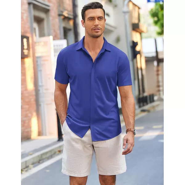 COOFANDY Mens Short Sleeve Wrinkle Free Shirt Casual Button Down Shirt Summer Dress Shirt
