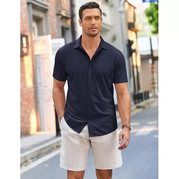 COOFANDY Mens Short Sleeve Wrinkle Free Shirt Casual Button Down Shirt Summer Dress Shirt