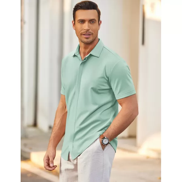 COOFANDY Mens Short Sleeve Wrinkle Free Shirt Casual Button Down Shirt Summer Dress Shirt