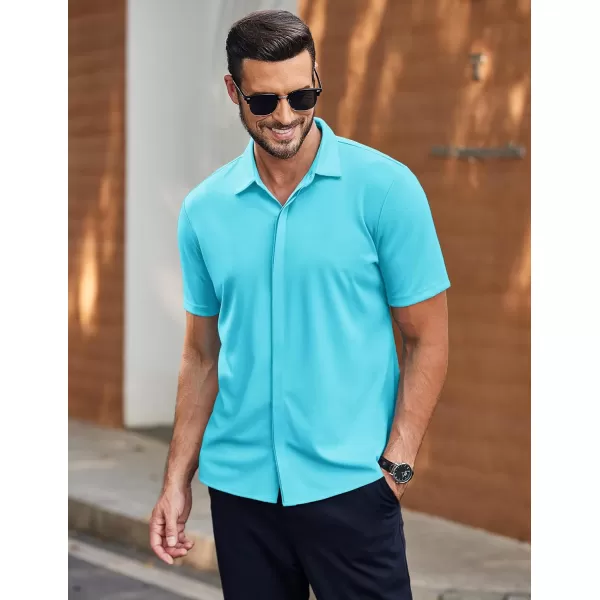 COOFANDY Mens Short Sleeve Wrinkle Free Shirt Casual Button Down Shirt Summer Dress Shirt