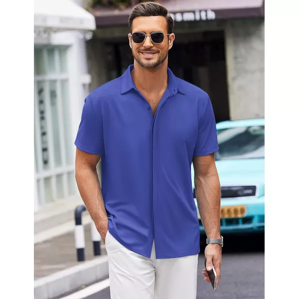 COOFANDY Mens Short Sleeve Wrinkle Free Shirt Casual Button Down Shirt Summer Dress Shirt