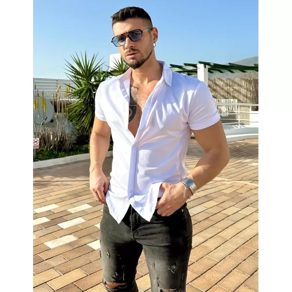 COOFANDY Mens Short Sleeve Wrinkle Free Shirt Casual Button Down Shirt Summer Dress Shirt