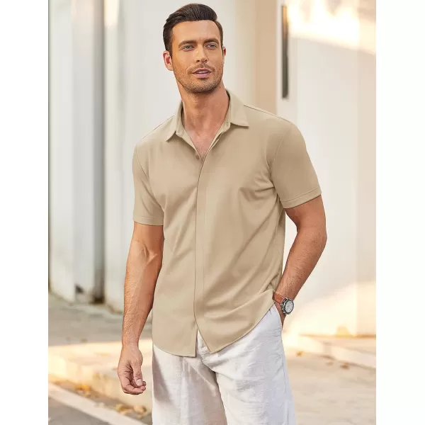 COOFANDY Mens Short Sleeve Wrinkle Free Shirt Casual Button Down Shirt Summer Dress Shirt