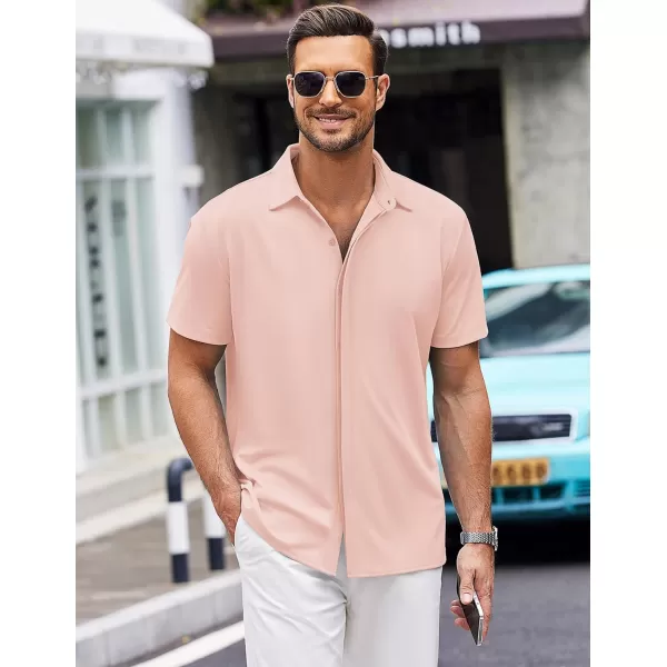 COOFANDY Mens Short Sleeve Wrinkle Free Shirt Casual Button Down Shirt Summer Dress Shirt