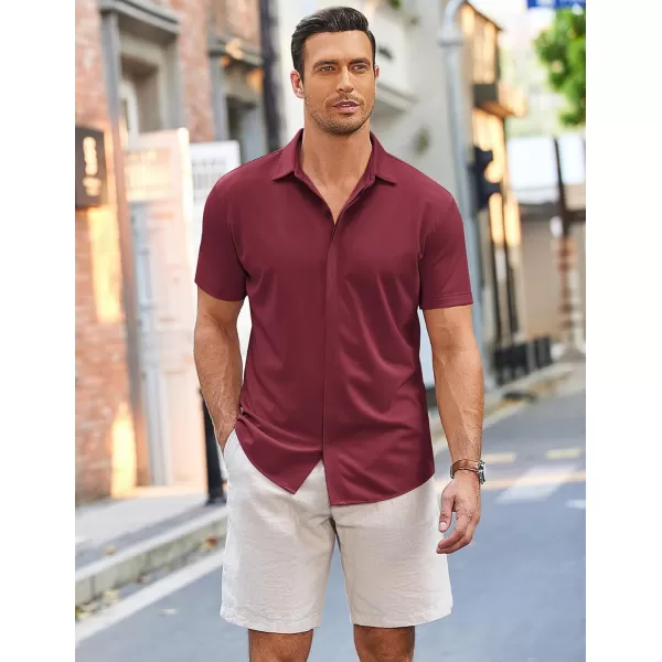 COOFANDY Mens Short Sleeve Wrinkle Free Shirt Casual Button Down Shirt Summer Dress Shirt