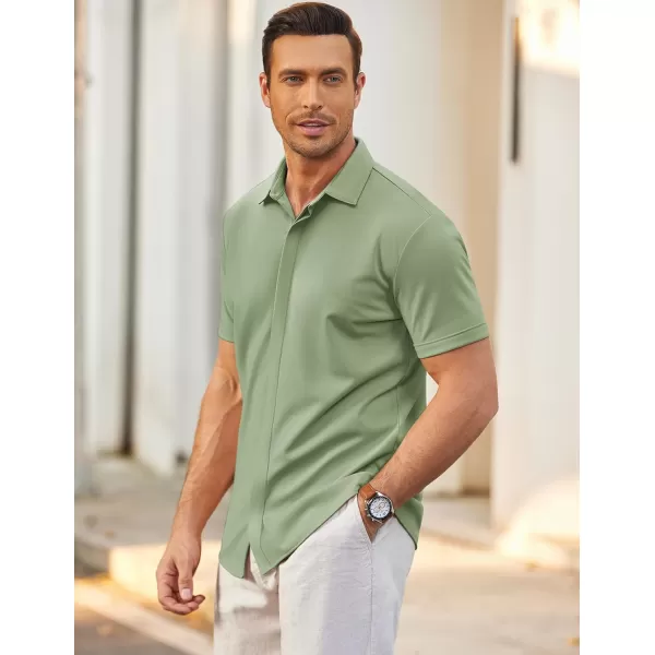COOFANDY Mens Short Sleeve Wrinkle Free Shirt Casual Button Down Shirt Summer Dress Shirt