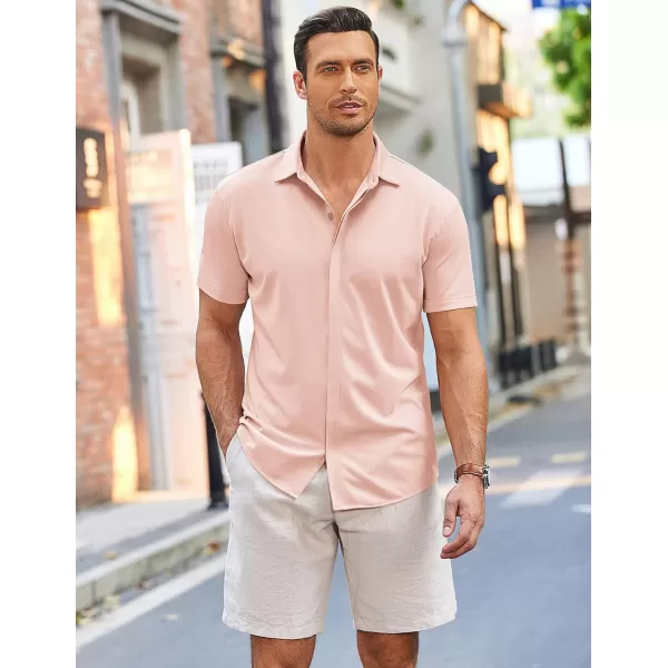COOFANDY Mens Short Sleeve Wrinkle Free Shirt Casual Button Down Shirt Summer Dress Shirt