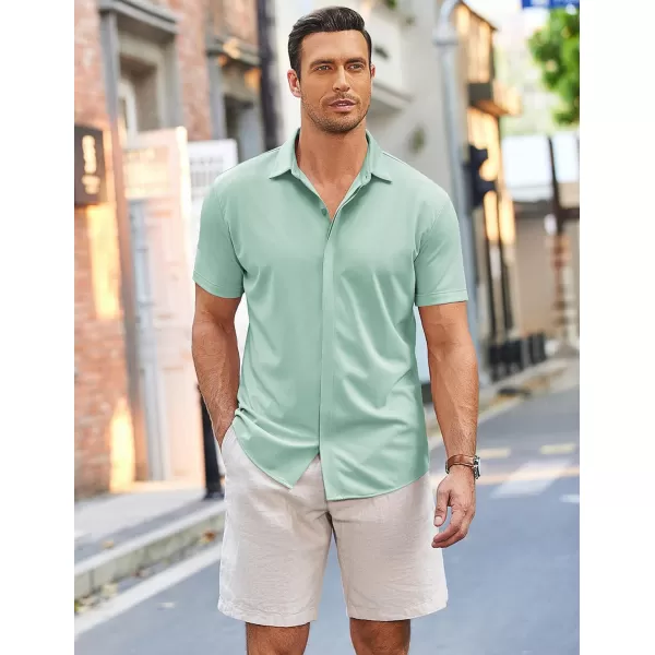 COOFANDY Mens Short Sleeve Wrinkle Free Shirt Casual Button Down Shirt Summer Dress Shirt