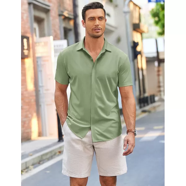 COOFANDY Mens Short Sleeve Wrinkle Free Shirt Casual Button Down Shirt Summer Dress Shirt