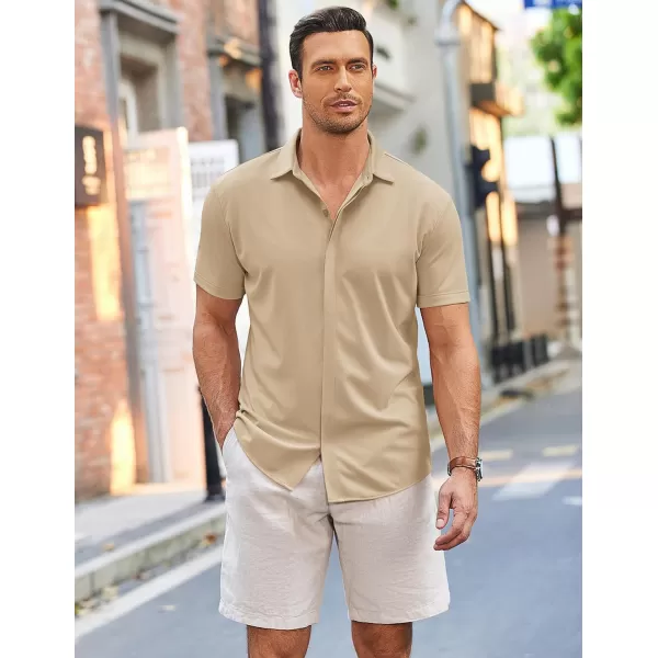 COOFANDY Mens Short Sleeve Wrinkle Free Shirt Casual Button Down Shirt Summer Dress Shirt