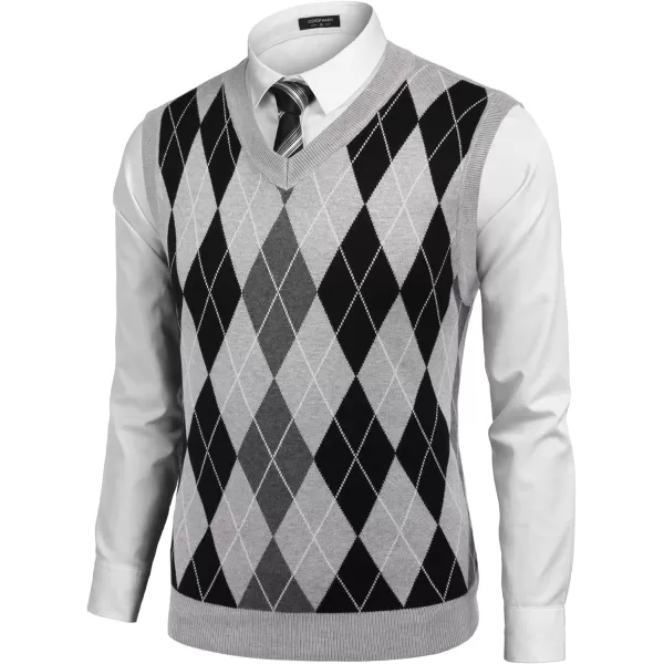 COOFANDY Men's Sleeveless V Neck Pullover Sweater Slim Fit Casual Argyle Sweater Vest