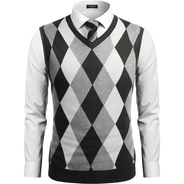 COOFANDY Men's Sleeveless V Neck Pullover Sweater Slim Fit Casual Argyle Sweater Vest