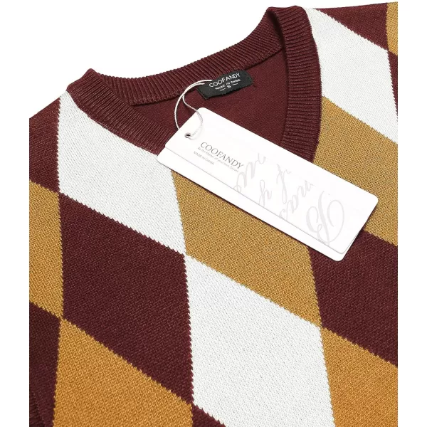 COOFANDY Men's Sleeveless V Neck Pullover Sweater Slim Fit Casual Argyle Sweater Vest
