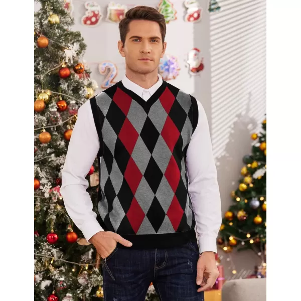 COOFANDY Men's Sleeveless V Neck Pullover Sweater Slim Fit Casual Argyle Sweater Vest
