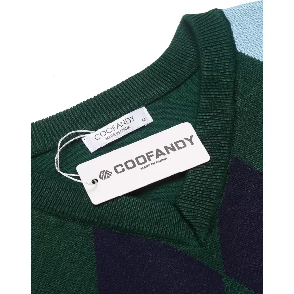 COOFANDY Men's Sleeveless V Neck Pullover Sweater Slim Fit Casual Argyle Sweater Vest