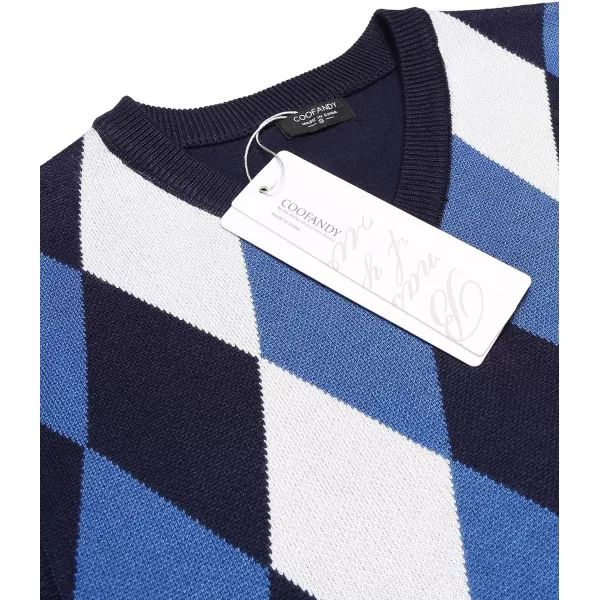COOFANDY Men's Sleeveless V Neck Pullover Sweater Slim Fit Casual Argyle Sweater Vest