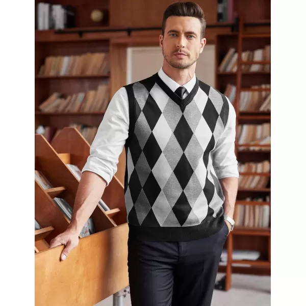 COOFANDY Men's Sleeveless V Neck Pullover Sweater Slim Fit Casual Argyle Sweater Vest