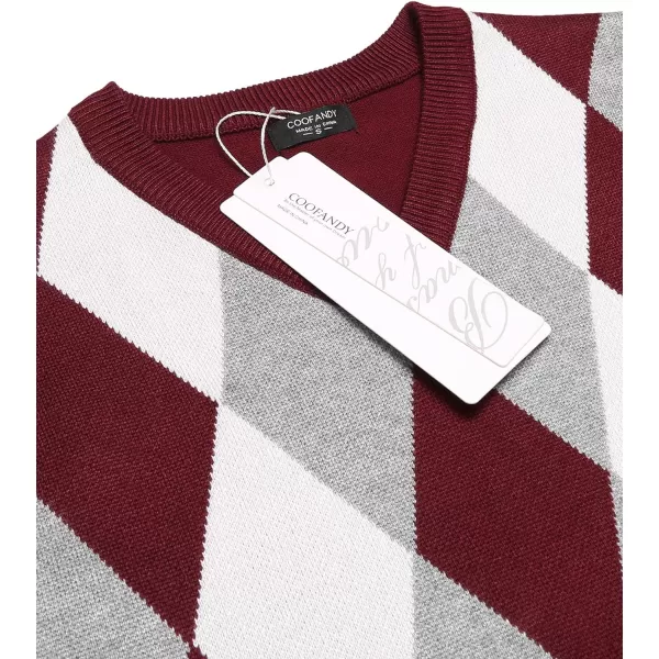 COOFANDY Men's Sleeveless V Neck Pullover Sweater Slim Fit Casual Argyle Sweater Vest