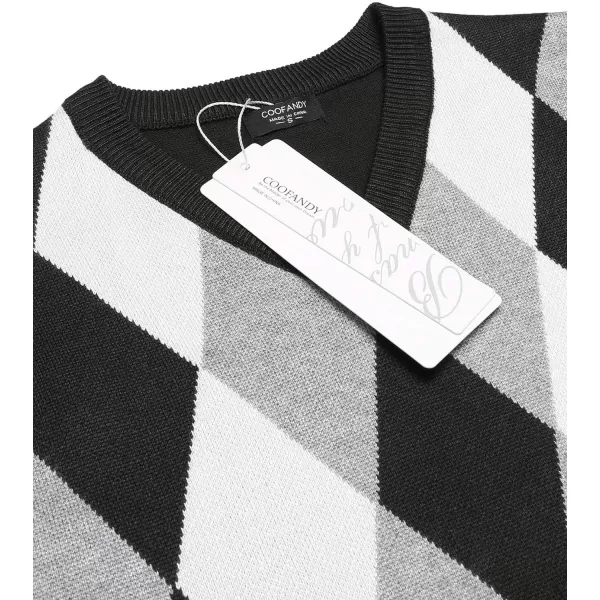 COOFANDY Men's Sleeveless V Neck Pullover Sweater Slim Fit Casual Argyle Sweater Vest