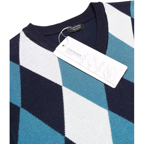 COOFANDY Men's Sleeveless V Neck Pullover Sweater Slim Fit Casual Argyle Sweater Vest
