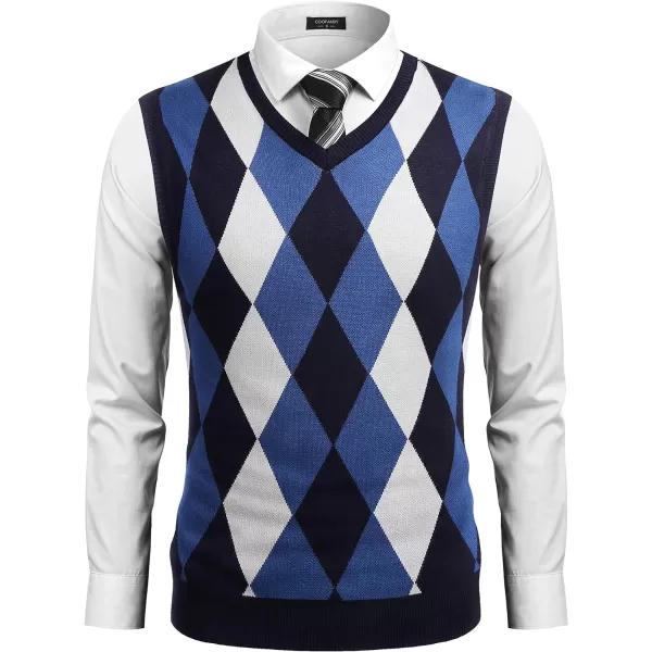 COOFANDY Men's Sleeveless V Neck Pullover Sweater Slim Fit Casual Argyle Sweater Vest