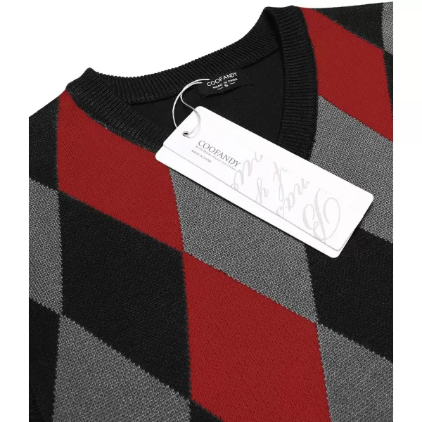 COOFANDY Men's Sleeveless V Neck Pullover Sweater Slim Fit Casual Argyle Sweater Vest