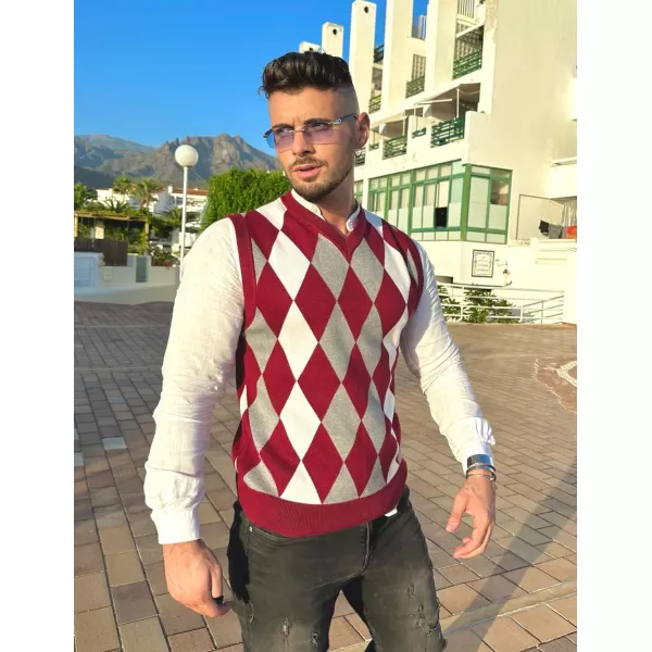 COOFANDY Men's Sleeveless V Neck Pullover Sweater Slim Fit Casual Argyle Sweater Vest