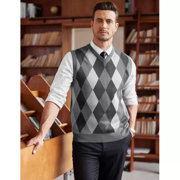 COOFANDY Men's Sleeveless V Neck Pullover Sweater Slim Fit Casual Argyle Sweater Vest