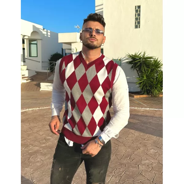 COOFANDY Men's Sleeveless V Neck Pullover Sweater Slim Fit Casual Argyle Sweater Vest