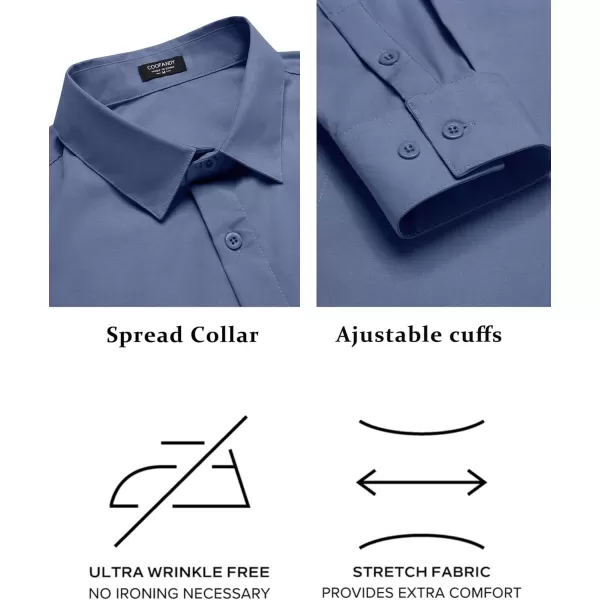 COOFANDY Men's Slim Fit Business Dress Shirts Wrinkle Free Long Sleeve Button Up Shirts Solid Formal Dress Shirt
