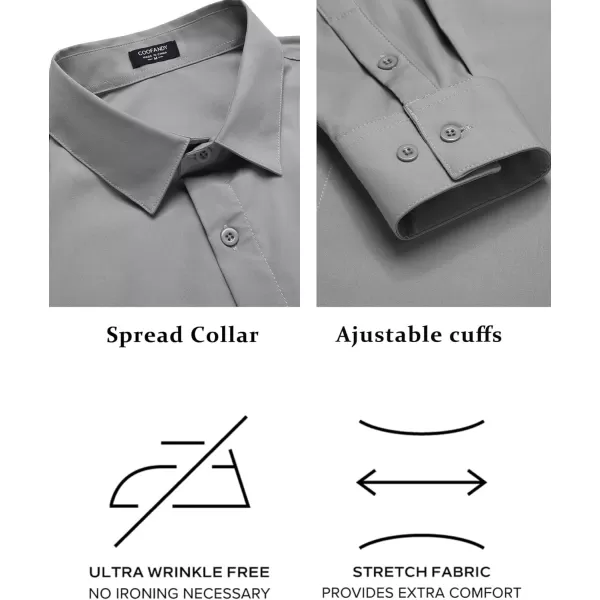 COOFANDY Men's Slim Fit Business Dress Shirts Wrinkle Free Long Sleeve Button Up Shirts Solid Formal Dress Shirt