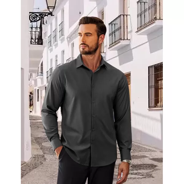 COOFANDY Men's Slim Fit Business Dress Shirts Wrinkle Free Long Sleeve Button Up Shirts Solid Formal Dress Shirt