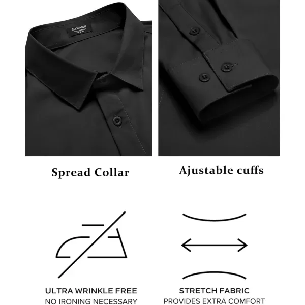 COOFANDY Men's Slim Fit Business Dress Shirts Wrinkle Free Long Sleeve Button Up Shirts Solid Formal Dress Shirt